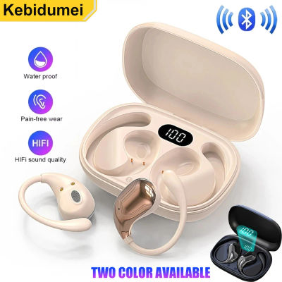 Auriculares KEBIDUMEI de Oreja Abierta, Bluetooth 5.4, con Gancho para la Oreja, Auriculares Inalámbricos Estéreo HiFi, Pantalla LED Táctil, Auriculares Deportivos