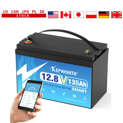 KEPWORTH LiFePO4 12V 100Ah 135Ah Batería Bluetooth incorporada 100A BMS y 6000 ciclos para autocaravana, sistema solar Juego completo