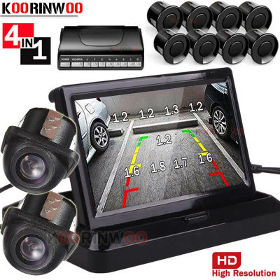 Koorinwoo sensores de aparcamiento de coche de doble núcleo 8 Radares Monitor de coche Digital TFT LCD alarma cámara frontal cámara de visión trasera de coche Parktronic