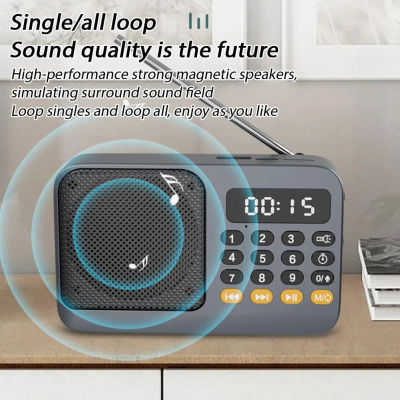 Radio FM Portátil con Linterna, Altavoz Bluetooth 5.0 Recargable, Reproductor de Música MP3 con Tarjeta TF y USB, Digital, de Bolsillo, para Exteriores, para Personas Mayores