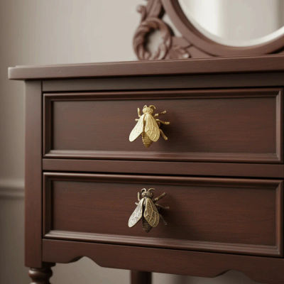 Tiradores de latón retro elegantes con diseño de abeja, herrajes vintage para muebles, pomos para puertas de armario, tiradores dorados para cajones de guardarropa