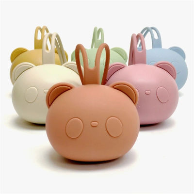 Estuche para chupete de oso, caja de silicona, bolsa de almacenamiento a prueba de polvo, organizador portátil para chupete para bebés y niños pequeños