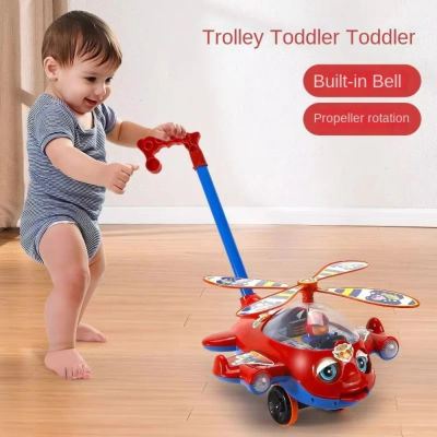 Juguete interactivo para bebés con campana, juguete desmontable para cochecito de bebé, regalos para niños, avión de empuje manual