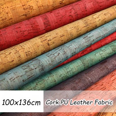 Tela de cuero PU de corcho suave Natural para bricolaje, bolsas de fondo, sofá, muebles de coche, decoración, tapicería artesanal por metro