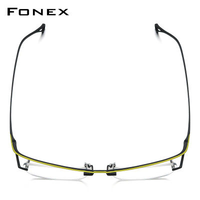 Montura de gafas de titanio FONEX para hombre 2025, nuevo diseño de marca, gafas cuadradas semisin montura, gafas ultraligeras japonesas de media montura 85818