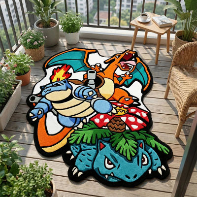 Alfombra de Anime Pokemon Charizard Blastoise Venusaur, alfombra suave y esponjosa para decoración de dormitorio de niños, regalo para jugadores, alfombra antideslizante