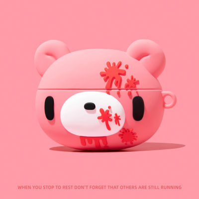 Funda de silicona para auriculares Airpods 3 4 Pro Pro 2 Pro 3, diseño de oso rosa