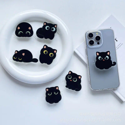 Lindo soporte acrílico para teléfono con forma de gato con agarre y soporte para teléfono multiexpresión