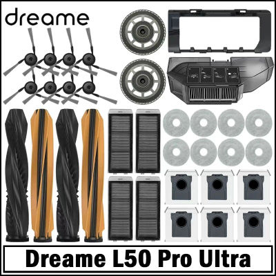 Repuestos para Robot Aspirador Dreame L50 Pro Ultra: Cepillos Laterales Principales, Paños de Limpieza, Filtros HEPA, Bolsas para Polvo y Accesorios