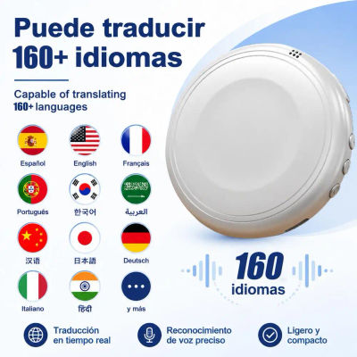 Traductor de Idiomas con IA TS1, Altavoz con Más de 160 Idiomas, Traducción de Voz en Tiempo Real, Bluetooth 5.4, Tutor de Práctica Oral Portátil con Clip