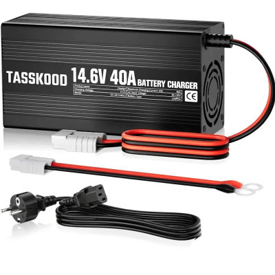 Cargador de Batería LiFePO4 de 14.6V 40A, Cargador Recargable de 12V 40A para Batería de Fosfato de Hierro y Litio de 12.8V 4S