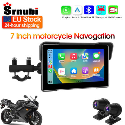 Srnubi navegación GPS para motocicleta Carplay inalámbrico impermeable pantalla de 7 pulgadas portátil motocicleta inalámbrico Android Auto Monitor DVR