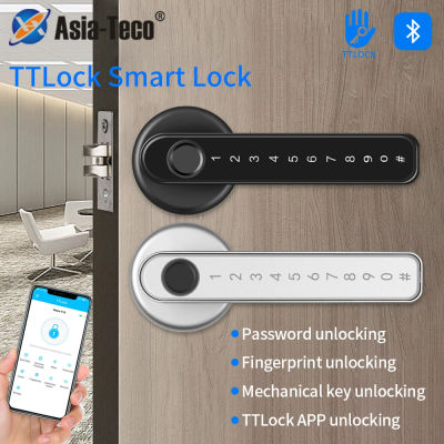 Cerradura Inteligente con Huella Digital TTLock/Tuya, Cerradura de Puerta con Código y Contraseña, Cerradura Biométrica con Bluetooth, Cerradura Electrónica con Manija