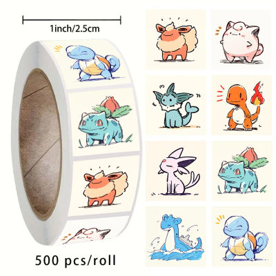 500 pegatinas de Pokémon en rollo, calcomanías de PVC de dibujos animados para guitarra, altavoz, monopatín, laptop, papelería, decoración de sellos