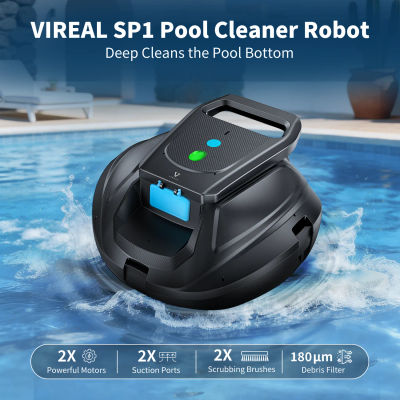 VIREAL SP1 Robot Aspirador de Piscinas, Robot Limpiador de Piscinas Inalámbrico, Potente Succión, 130 Minutos de Autonomía, Cubre Hasta 80 ㎡ Robot Limpiador de Piscinas con Encendido de un Solo Toque,