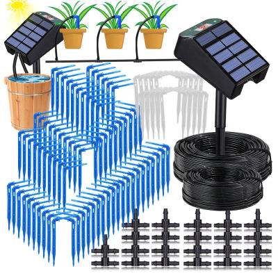 Mini temporizador Solar para jardín, Kit de riego por goteo automático con energía Solar para balcón, sistema de riego de plantas en macetas, accesorios cuentagotas