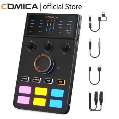 COMICA ADCaster C1: interfaz de audio con conexión Bluetooth para transmisiones en vivo, juegos, podcasts y como tarjeta de sonido para iMac, iPhone y dispositivos Android.