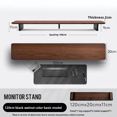 Soporte para Monitor Modular Z3, elevador de ordenador Premium para espacio de trabajo ergonómico, organizador de escritorio moderno para oficina, nogal/negro/blanco