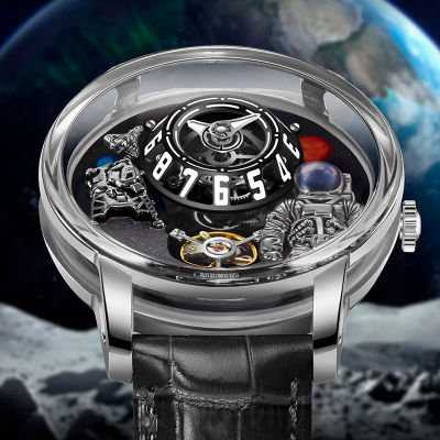Relojes de pulsera PINDU Design 2025 para hombre, relojes de pulsera de lujo con Robot astronauta serie espacial, relojes luminosos de zafiro resistentes al agua para hombre