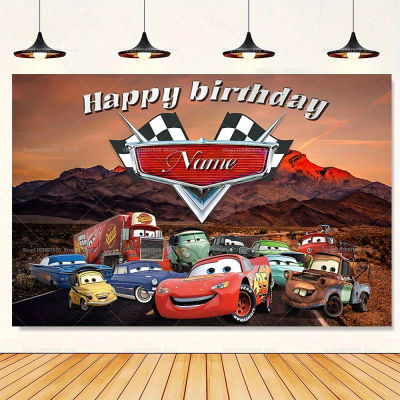 Fondos personalizables de Disney Lightning McQueen, decoración para fiesta de cumpleaños para niños, fondo para fotografía, pancarta para baby shower, accesorios para cabina de fotos