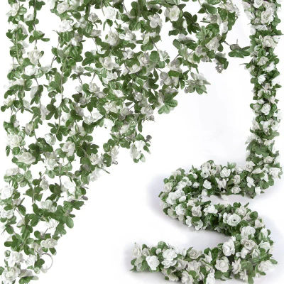 250cm flores rosas artificiales vid para decoración de la habitación del hogar arco de jardín de otoño ratán de Navidad DIY plantas falsas decoración de boda
