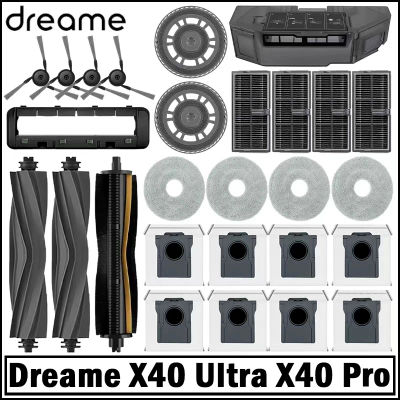 Repuestos para Robot Aspirador Dreame X40 Ultra / X40 Pro / L40 Ultra: Cepillos Principales y Laterales, Paños de Limpieza, Filtros HEPA, Bolsas para Polvo y Accesorios
