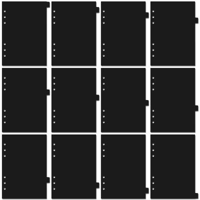 Divisor de índice de papel negro A5, 12 Uds., 6 agujeros para carpeta, planificador, cuaderno, papelería, accesorios divisores de papel