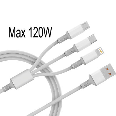 Cable USB tipo C 3 en 1, Cable de carga rápida, Cable de datos tejido, cargador de teléfono móvil para iPhone 17 16 15 Huawei Samsung USB C