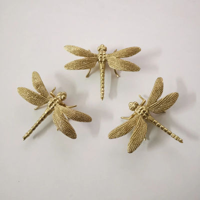 Manija de latón de libélula, Pomo de puerta de cajón de cobre puro, tiradores de muebles dorados Diy, 1 unidad