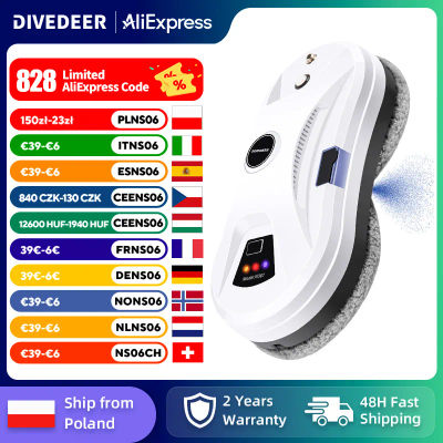 DIVEDEER-Robot de limpieza de ventanas automático, blanco/negro, sin pulverización ni agua, toallita inteligente, ventana de área grande de gran altura