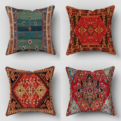 Funda de almohada con diseño de alfombra persa, funda de cojín para sofá y sala de estar, decoración decorativa de moda para el hogar, 45x45cm, felpa corta de dos lados