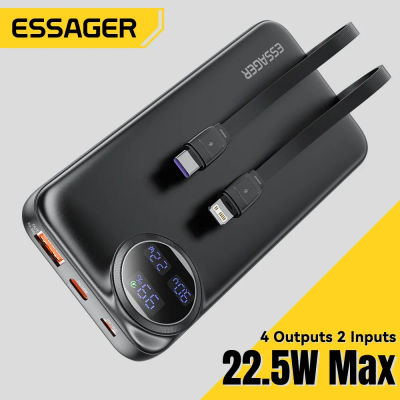Essager-cargador portátil de 20000mAh con Cable incorporado, pantalla Digital, capacidad de batería de 22,5 W para iPhone 15 14 13 pro