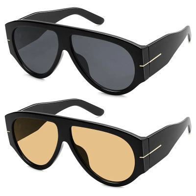 Gafas de Sol Ovaladas de Gran Tamaño, Retro, de Marca de Lujo, para Mujer, Color Negro Té, Estilo Piloto Cuadrado, Protección UV400, Gafas de Sol Extra Grandes para Hombre