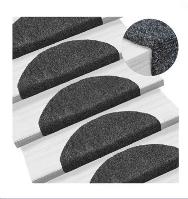 Tapete de escalera 65x21cm - Alfombra autoadhesiva para escaleras - Alfombra semicircular de fácil cuidado - Aislamiento acústico de impacto - 15 piezas