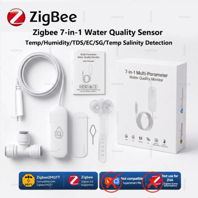Monitor de Calidad del Agua 7 en 1 Zigbee, Sonda Inteligente para el Hogar, Sensor de Temperatura y Humedad, Medidor de TDS, SG, EC y Salinidad, Compatible con Zigbee2mqtt