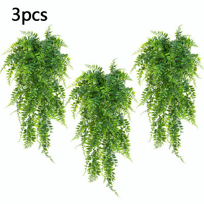 3 uds hojas de helecho persa decoración de la habitación del jardín del hogar planta Artificial colgante hierba de vid de plástico decoración del hogar de la pared del banquete de boda