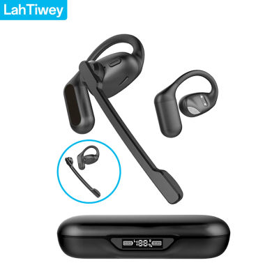 Auriculares abiertos con micrófono boom, auriculares inalámbricos Bluetooth 5.4 con micrófono desmontable, cancelación de ruido ENC, botón de silencio