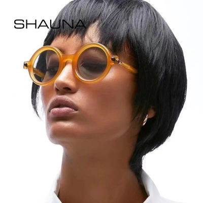 SHAUNA-gafas de sol redondas para hombre y mujer, lentes de doble color a la moda, Retro, antiazul, para ordenador