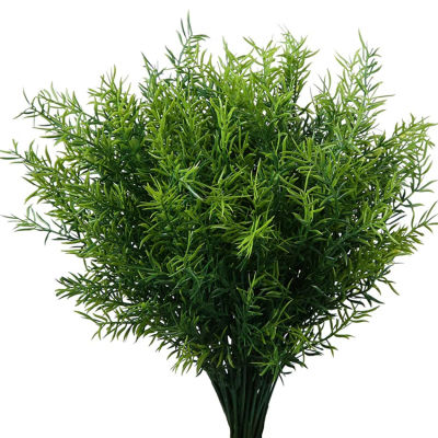 7 tenedores de flores artificiales, hierba de plástico, florero de jardín para boda, hogar, accesorios de fotografía Diy, planta falsa de bonsái interior