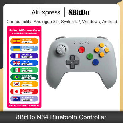 Controlador Bluetooth 8BitDo N64 con Joysticks de Efecto Hall para Analogue 3D, Switch, Switch 2, Windows, Accesorios para Juegos Android