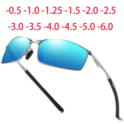 Gafas de sol cuadradas antideslumbrantes para miopía, gafas de sol polarizadas de moda para conducir de Metal, gafas de sol graduadas para hombre de 0-0,5-0,75 a-6,0