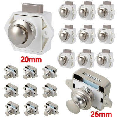 5/10 Uds. Cerraduras de empuje de 26mm, cerraduras de pestillo de botón de coche para Camper, cerradura de gabinete, cerradura de cajón de caravana RV, cerraduras de puertas de herrajes para muebles