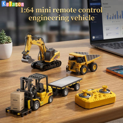1:64 grúa y carretilla elevadora con Control remoto Bluetooth dos en uno Mini coche de juguete de aleación de escritorio con remolque regalo de Navidad en caja de Color