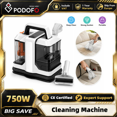 Aspiradora de Alta Potencia Podofo de 750W, Limpiador de Alfombras de 15KPa, Limpiador de Manchas Portátil para Sofá, Cortinas, Máquina Integrada de Aspiración y Pulverización para Limpieza de