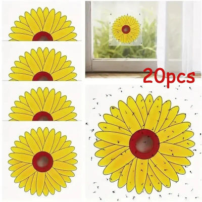 Trampas para moscas de ventana de 20 piezas, pegatinas para moscas de girasol, interior, cocina, plantas, árboles, Control de plagas