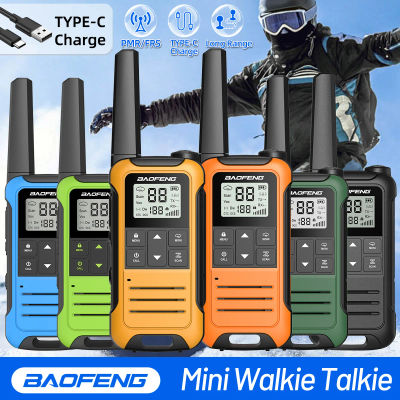 2 Piezas Baofeng F22 Mini Walkie Talkie PMR 446MHZ de Largo Alcance con Cargador Tipo-C, Radio Bidireccional Portátil para Senderismo