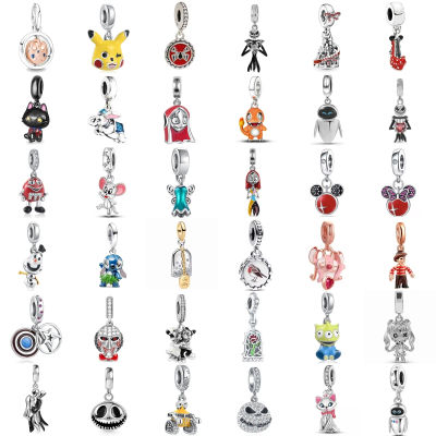 Abalorios Colgantes de Plata S925 con Diseños de Castillo, Robot, Gatito y Personajes de Dibujos Animados, Ideales para Accesorios de Joyería DIY para Mujer