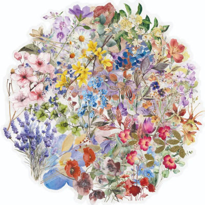 50 Uds pegatinas de flores decoración de plantas naturales funda de teléfono móvil cuaderno estacionario DIY pegatinas transparentes para mascotas impermeables