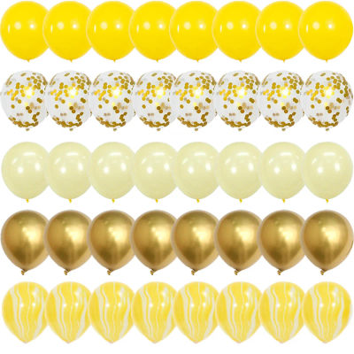 Globos de confeti de Metal de látex amarillo, decoraciones de feliz cumpleaños, Globos mate, decoración para fiesta de Halloween y boda, Baby Shower