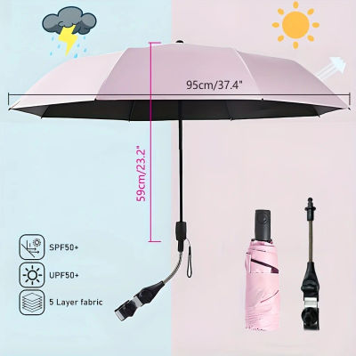 Sombrilla Universal Ajustable con Protección Solar UPF50+ - Diseño Portátil para Playa, Silla de Ruedas, Carrito de Golf, Soporte y Muebles de Patio